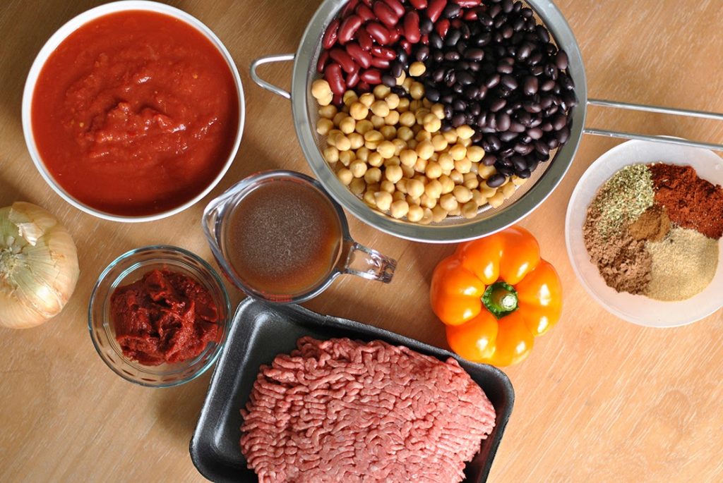 Ingredients for Slow Cooker Chili (see list below)