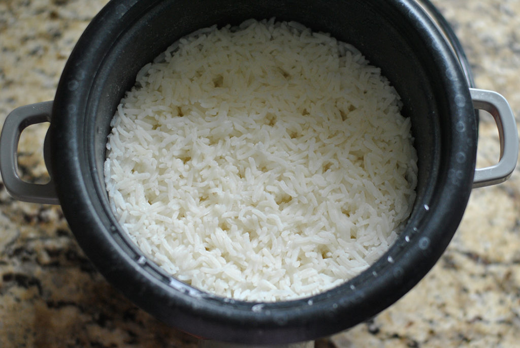 White Rice in Rice Cooker Pot