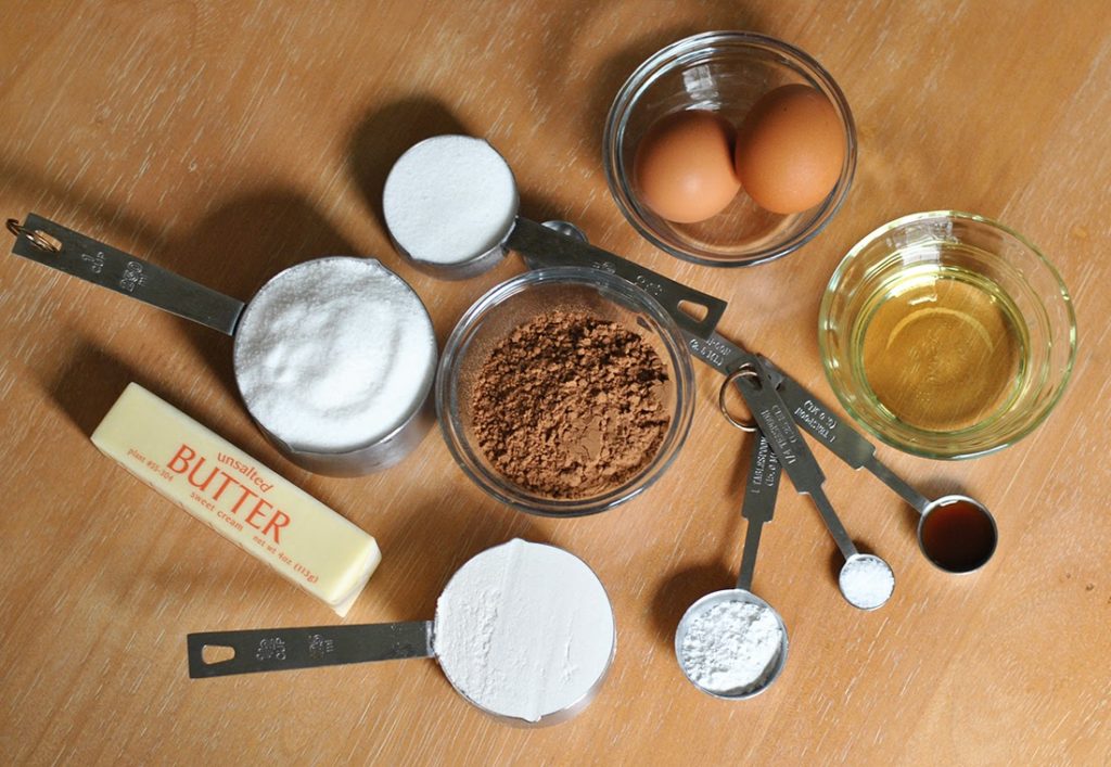 Ingredients for Chocolate Fudge Brownies (see list below)
