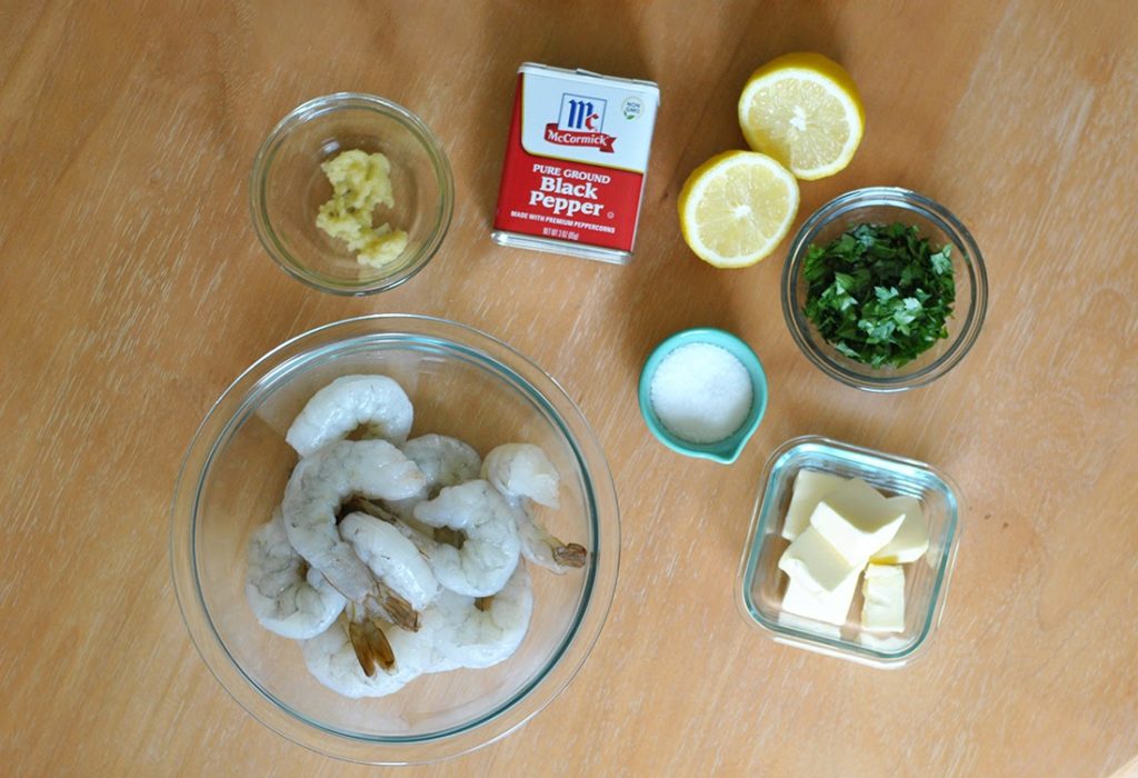 Ingredients for Sautéed Garlic Shrimp (see text for details)