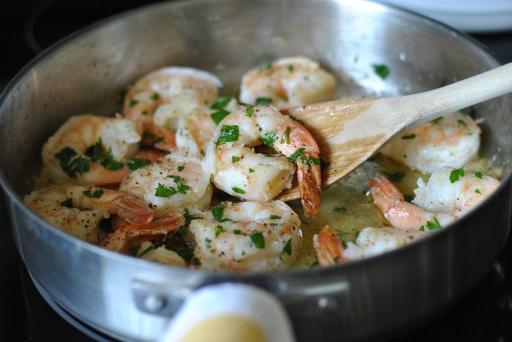 sautéed garlic shrimp in pan