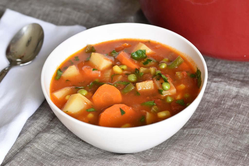 Hearty Vegetable Soup being served