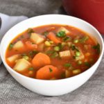 Hearty Vegetable Soup being served