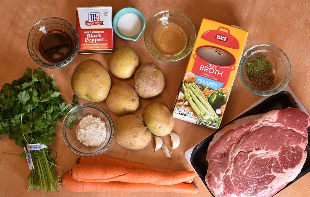 Slow Cooker Pot Roast Ingredients - see text for details