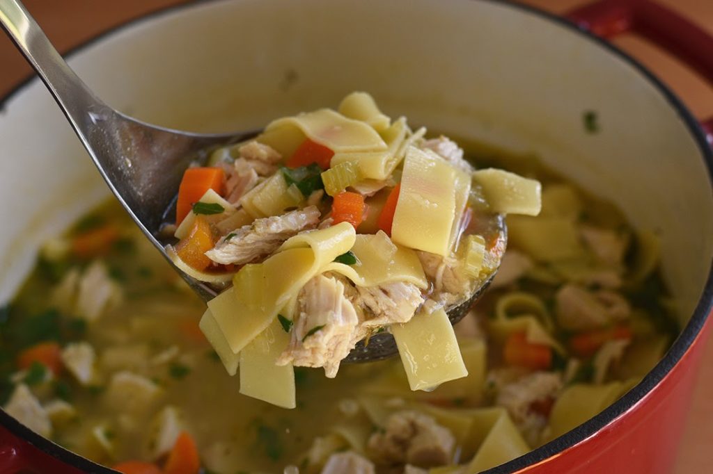 Serving Chicken Noodle Soup with a Spoon