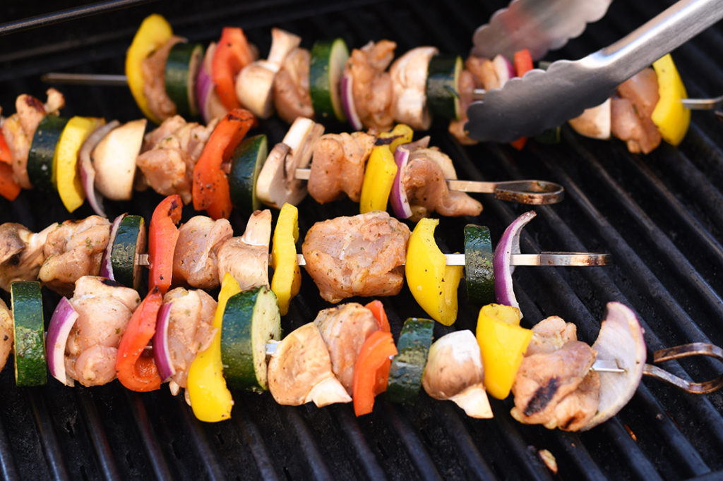 chicken skewers  on the grill