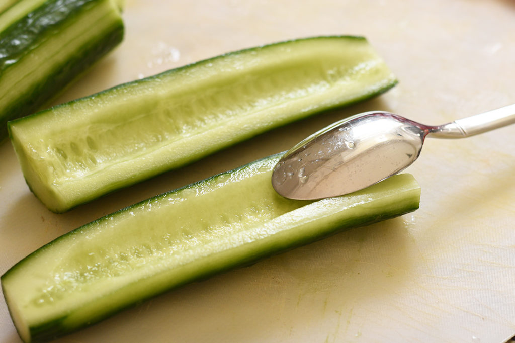 cucumber cut in half lengthwise