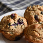 Healthy Gluten Free Blueberry Muffins on a plate ready to serve