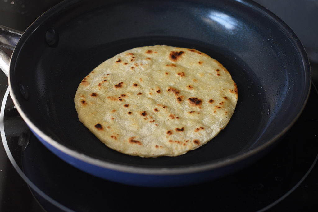 Tortilla in frying pan