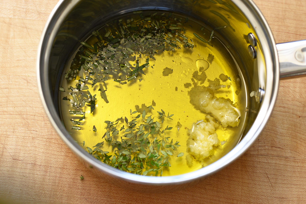 infused oil with herbs and garlic