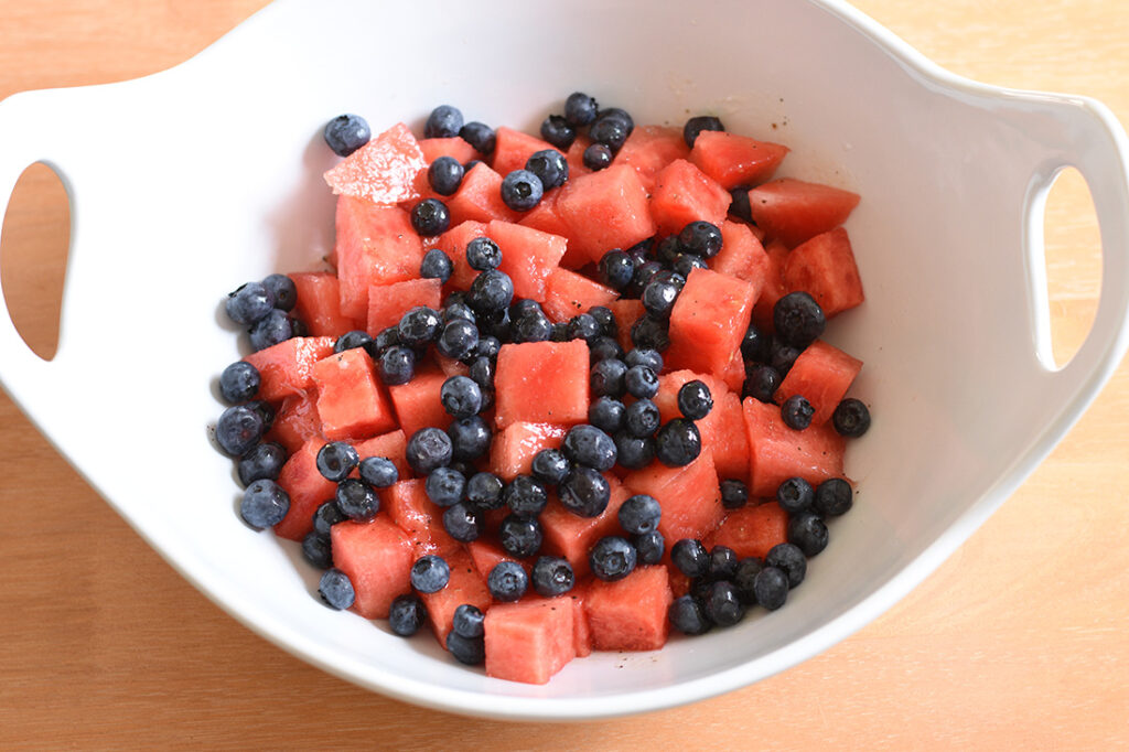 Combine Fruits and Dressing for Patriotic Salad