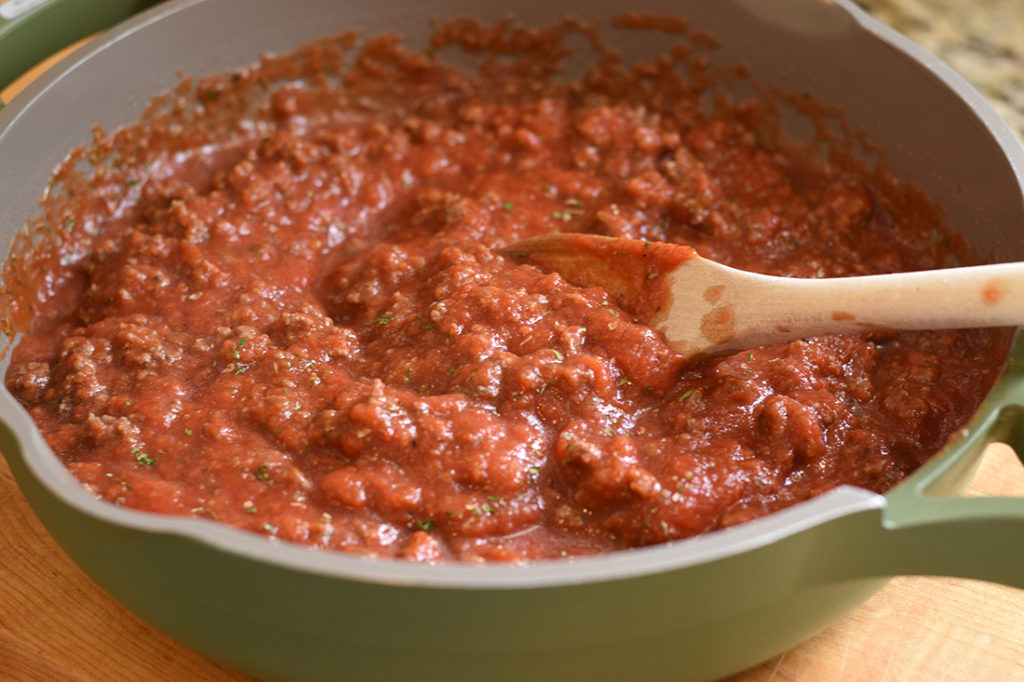 Making sauce for Scary Spaghetti eyeballs