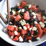 Red White and Blue Patriotic Salad ready to ear.