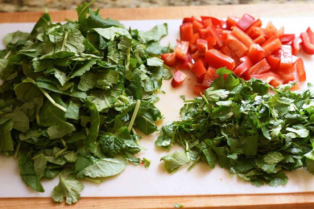 Chopping Veggies for Mason Jar Salad