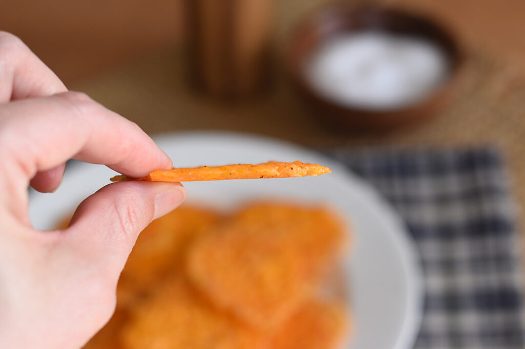 Thickness view of keto cheese chip