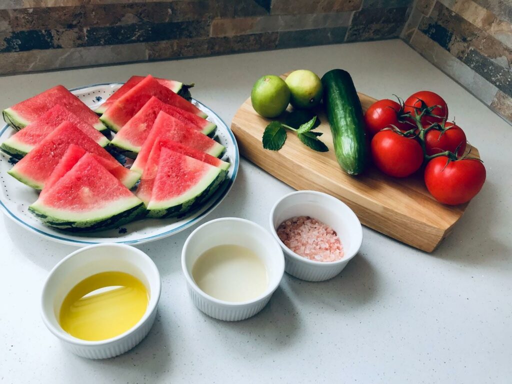 Watermelon gazpacho ingredients